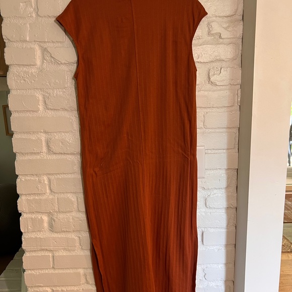 Mata Traders Red Orange Ribbed Midi Dress - Picture 3 of 4